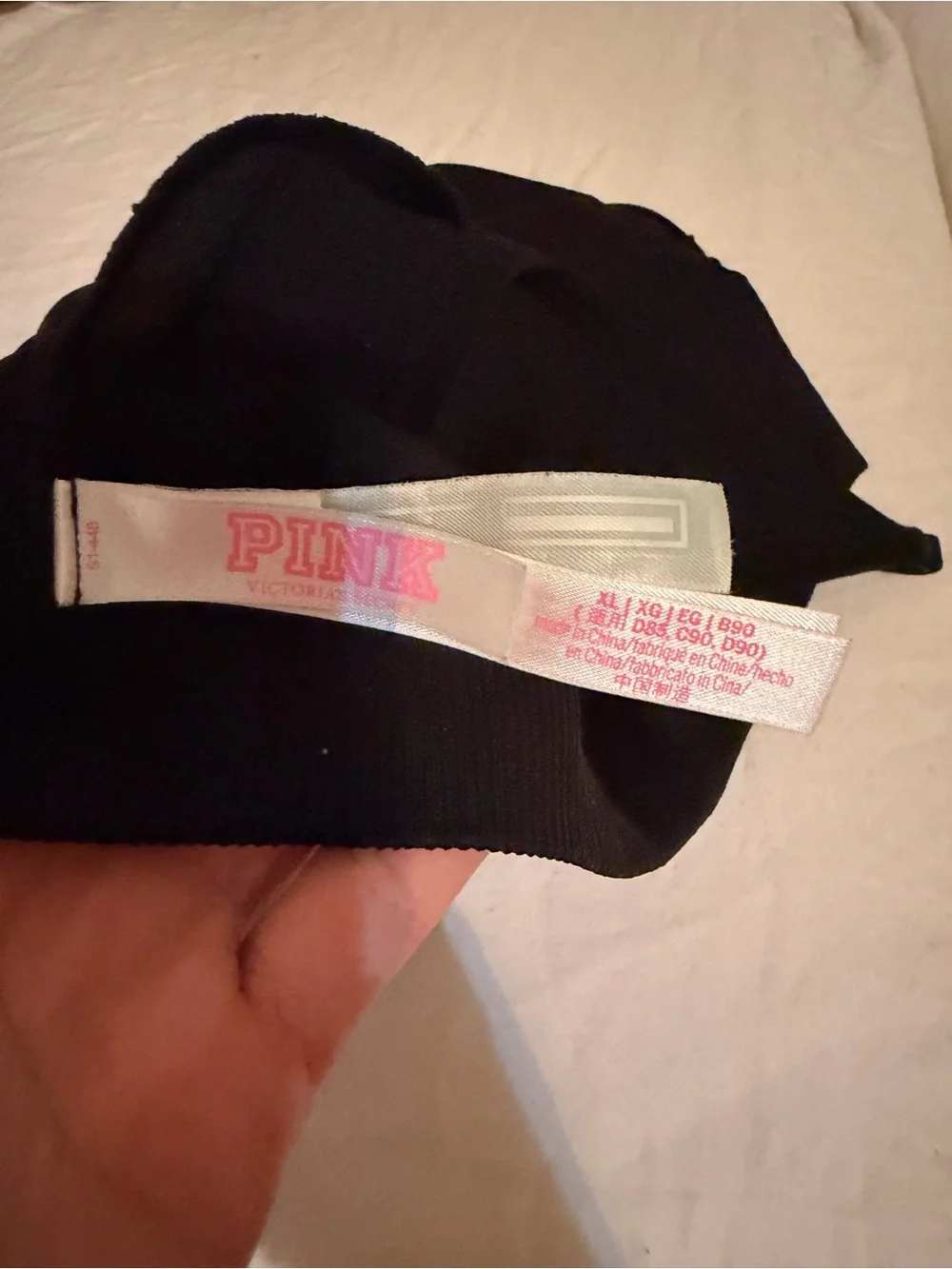 PINK VICTORIAS SECRET Black Ribbed V-Neck Bralette X-LARGE
